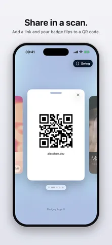 Badgey App Store screenshot: Share in a scan